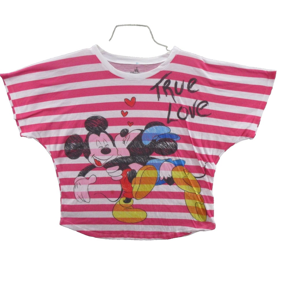 Disney Parks Authentic Womens Blouse Extra Large Mickey Striped Short Sleeve